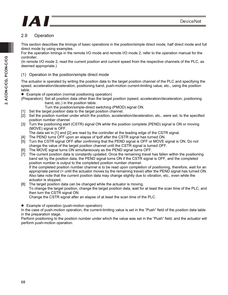 9 operation | IAI America PCON-CFA User Manual | Page 74 / 266