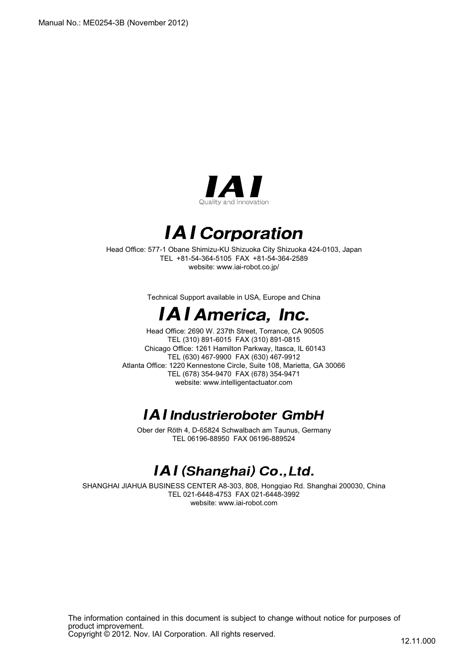 IAI America PCON-CFA User Manual | Page 262 / 262