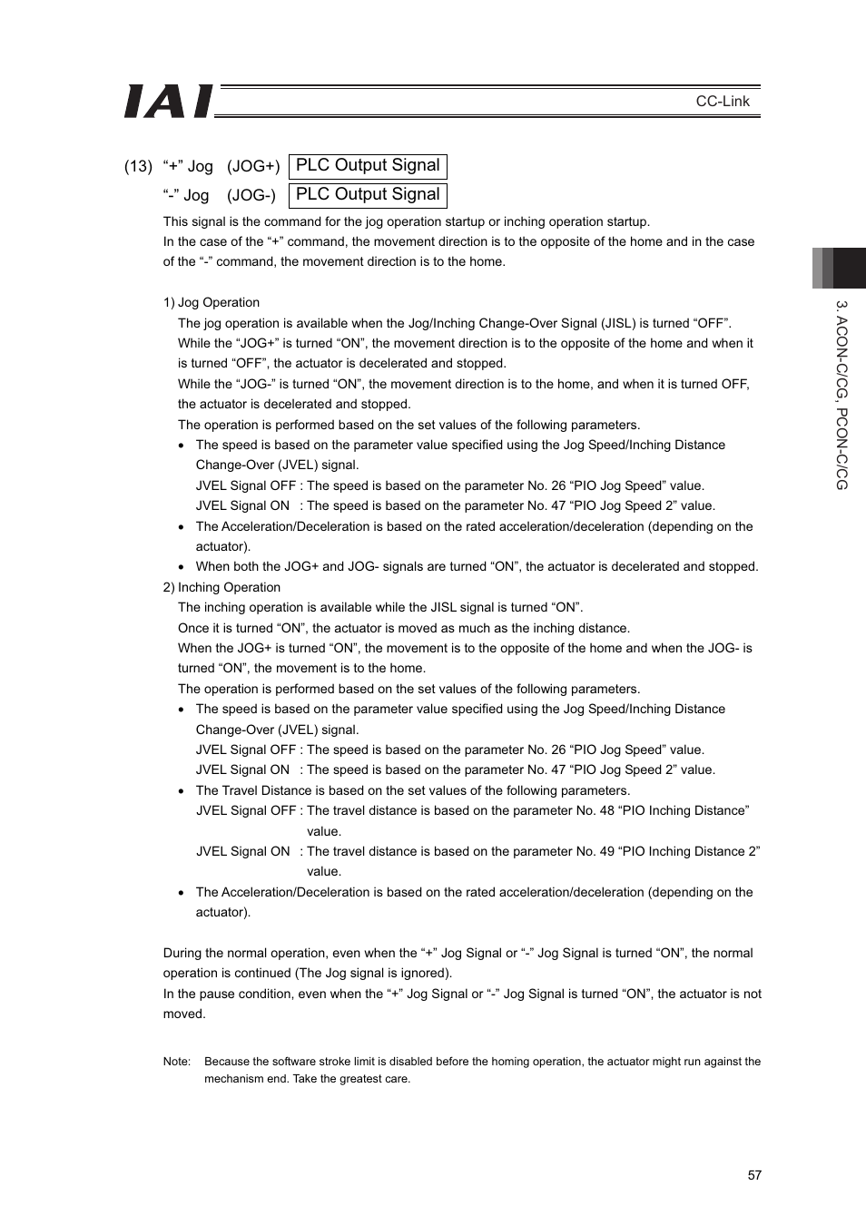 Plc output signal | IAI America PCON-CFA User Manual | Page 63 / 262