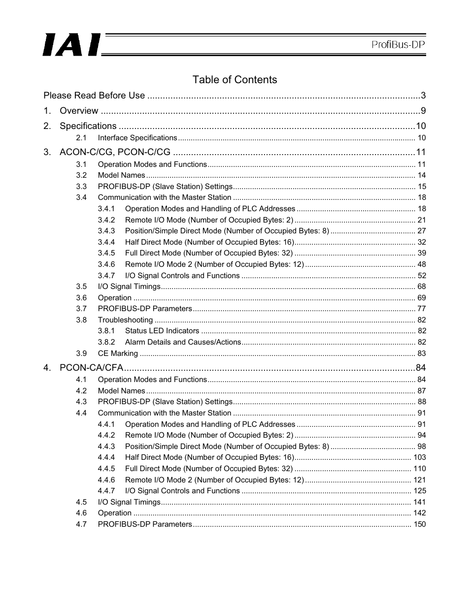 IAI America PCON-CFA User Manual | Page 5 / 266