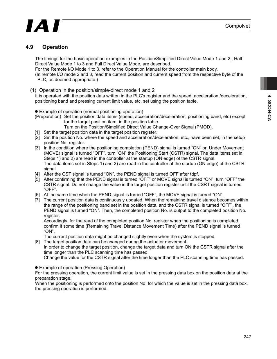 9 operation | IAI America PCON-CFA User Manual | Page 253 / 270