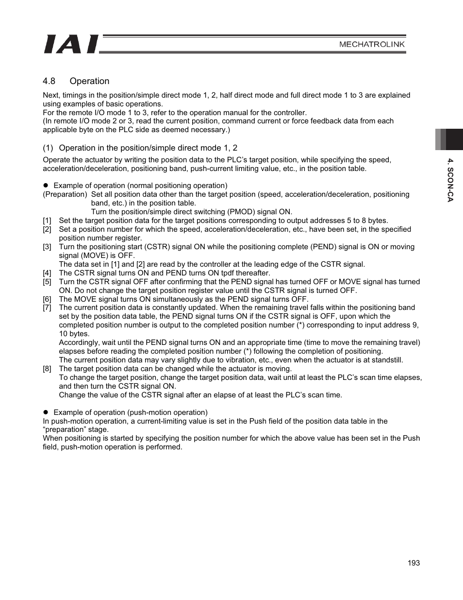 8 operation | IAI America PCON-CFA User Manual | Page 201 / 226