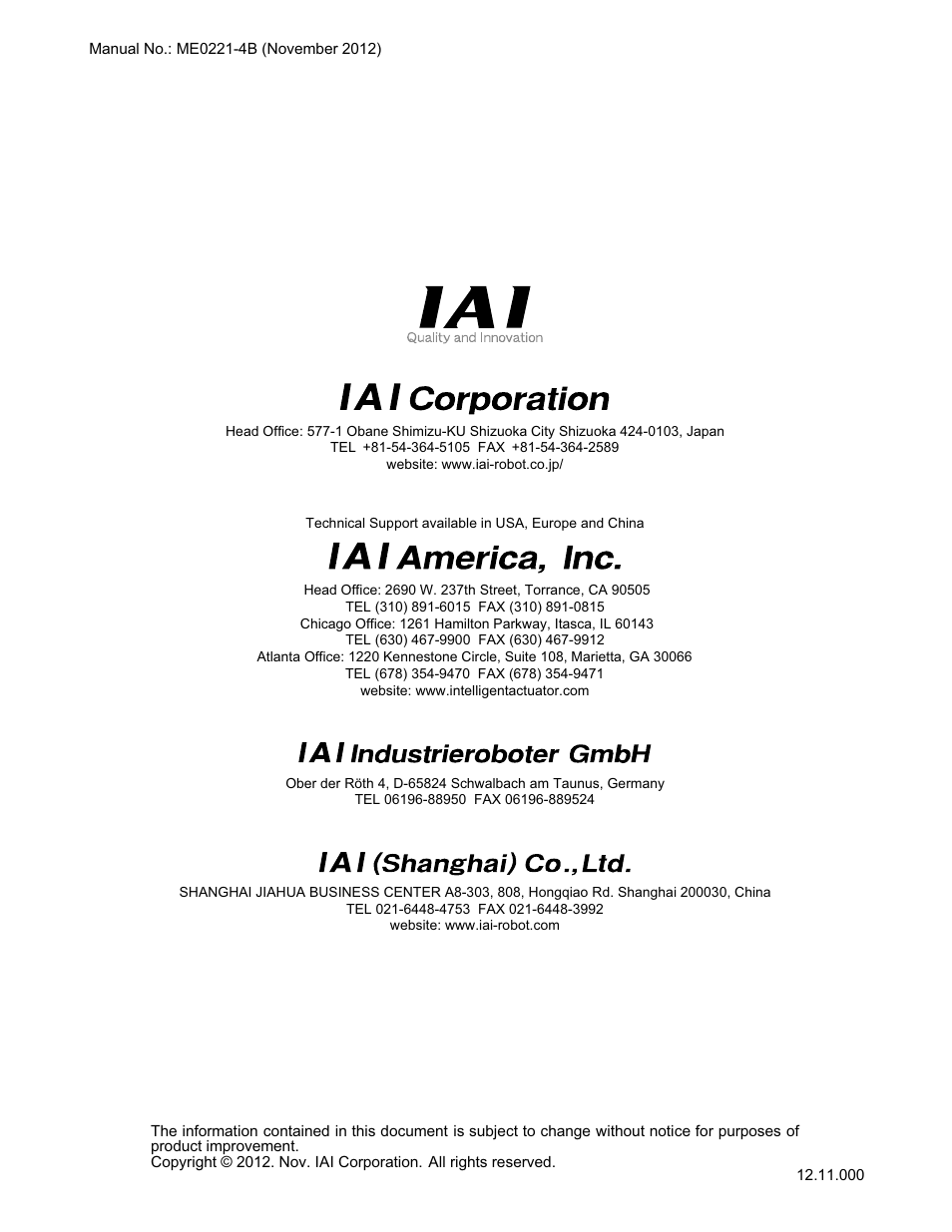 IAI America PCON-CFA User Manual | Page 225 / 226