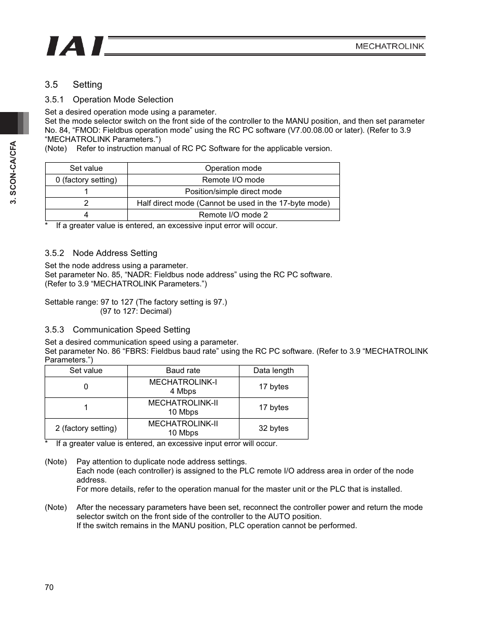 5 setting | IAI America PCON-CFA User Manual | Page 78 / 226