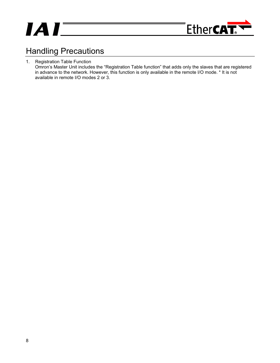 Handling precautions | IAI America PCON-CFA User Manual | Page 14 / 272