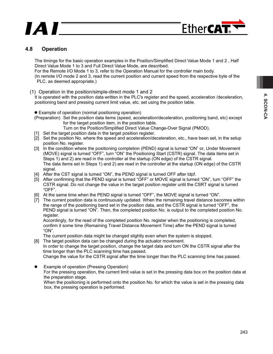 8 operation | IAI America PCON-CFA User Manual | Page 249 / 272