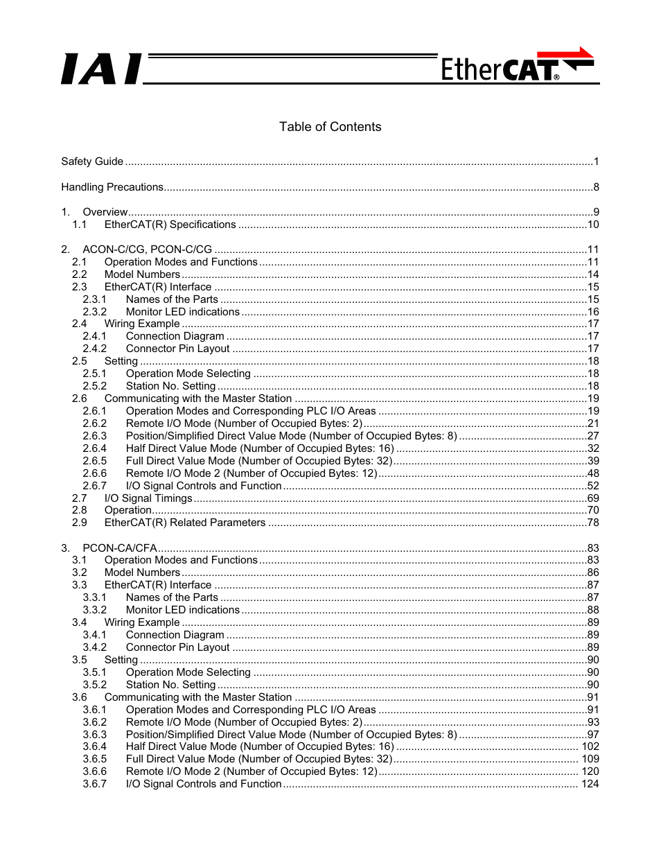 IAI America PCON-CFA User Manual | Page 5 / 272