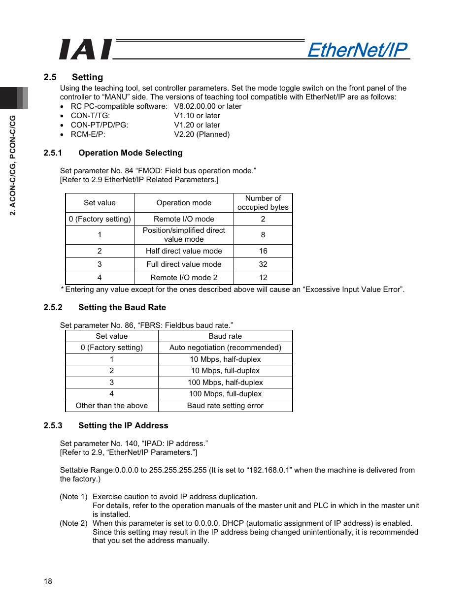 5 setting | IAI America PCON-CFA User Manual | Page 26 / 294