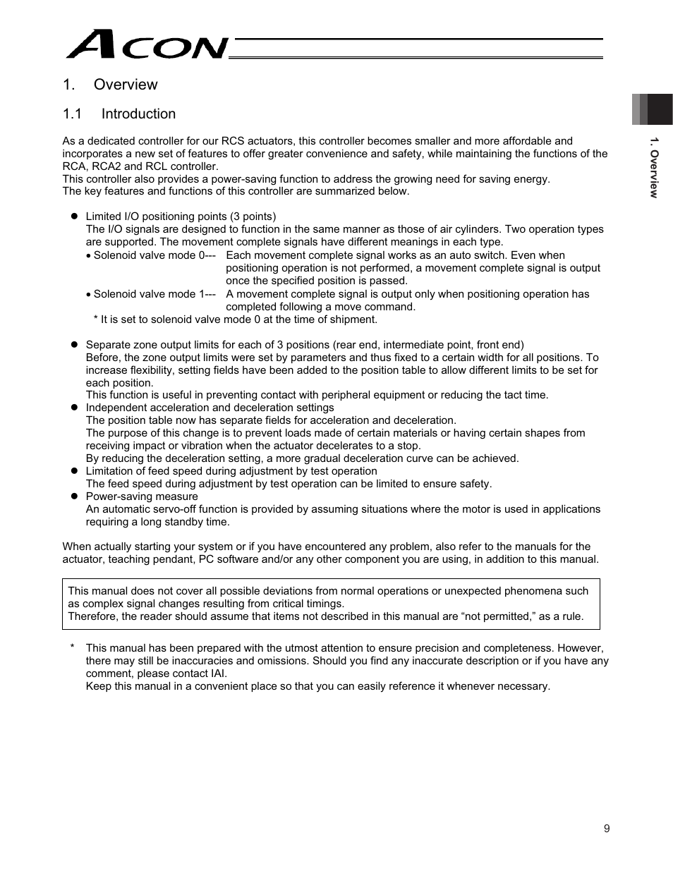 Overview, 1 introduction | IAI America ACON-CY User Manual | Page 21 / 136