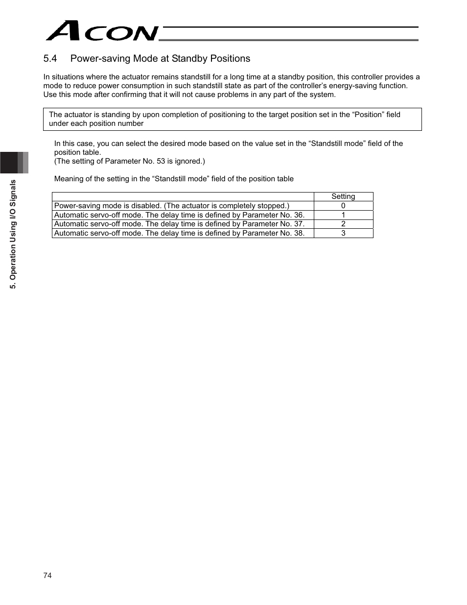 4 power-saving mode at standby positions | IAI America ACON-CY User Manual | Page 86 / 136