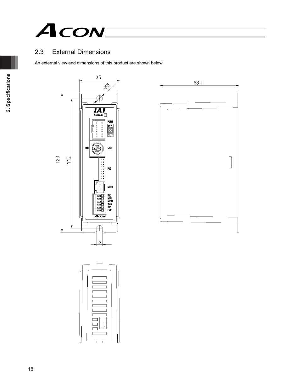 3 external dimensions | IAI America ACON-PO User Manual | Page 28 / 114