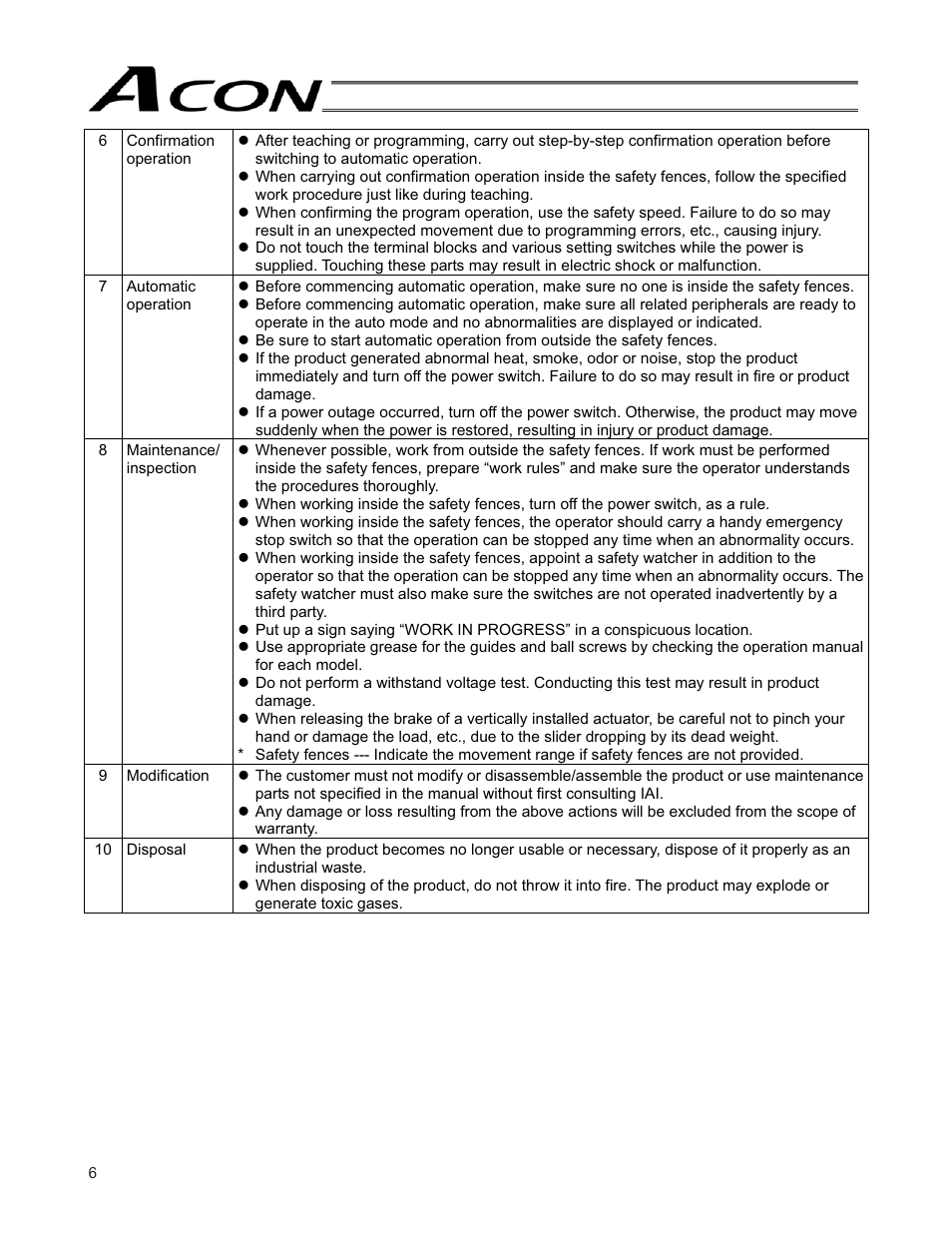 IAI America ACON-SE User Manual | Page 16 / 136