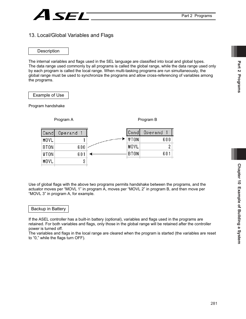 Local/global variables and flags | IAI America ASEL User Manual | Page 303 / 468
