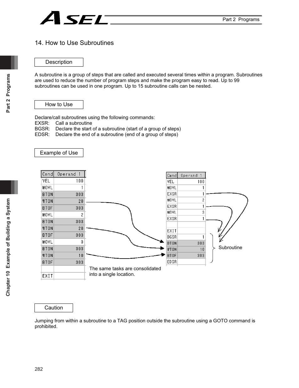 How to use subroutines | IAI America ASEL User Manual | Page 304 / 468