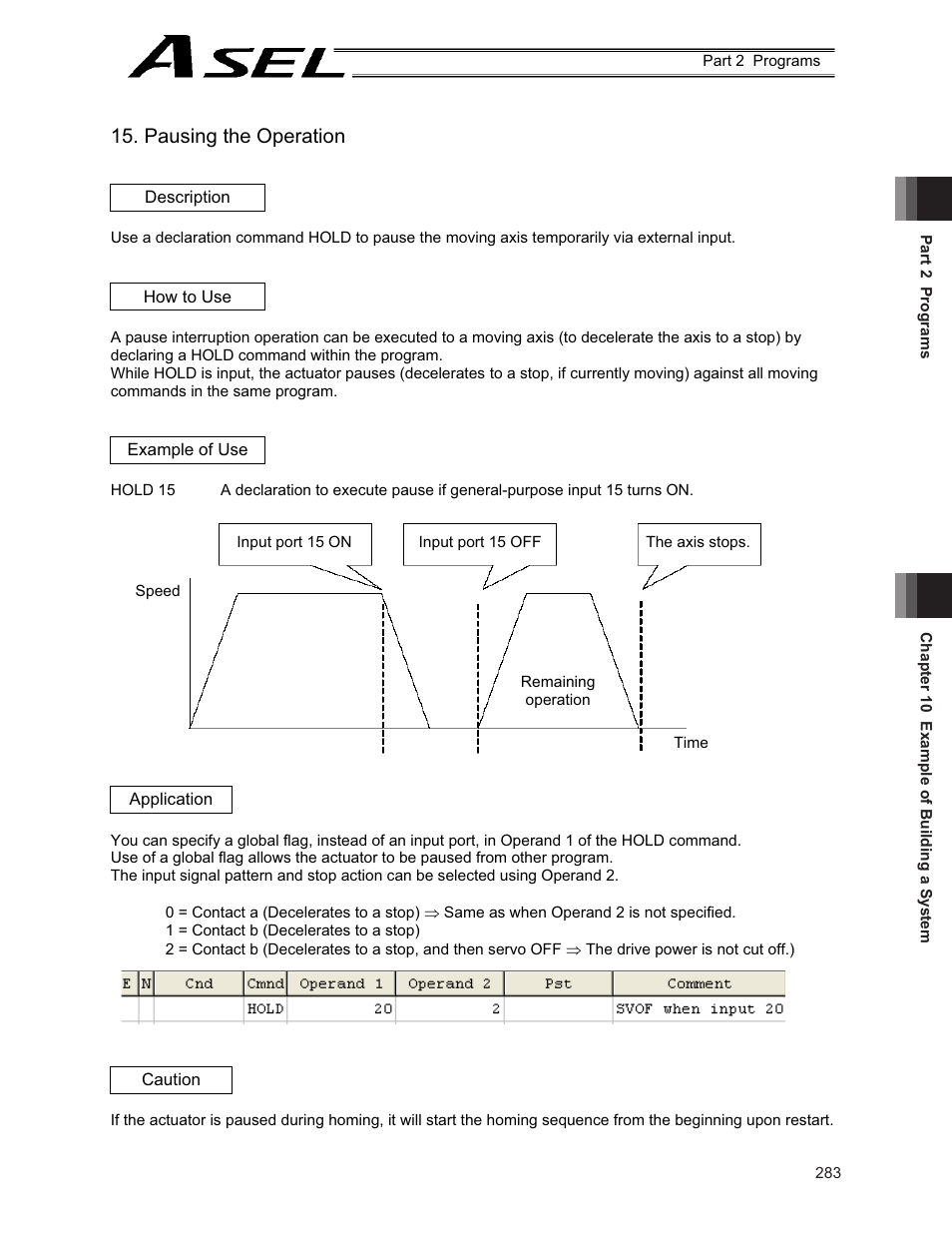 Pausing the operation | IAI America ASEL User Manual | Page 305 / 468