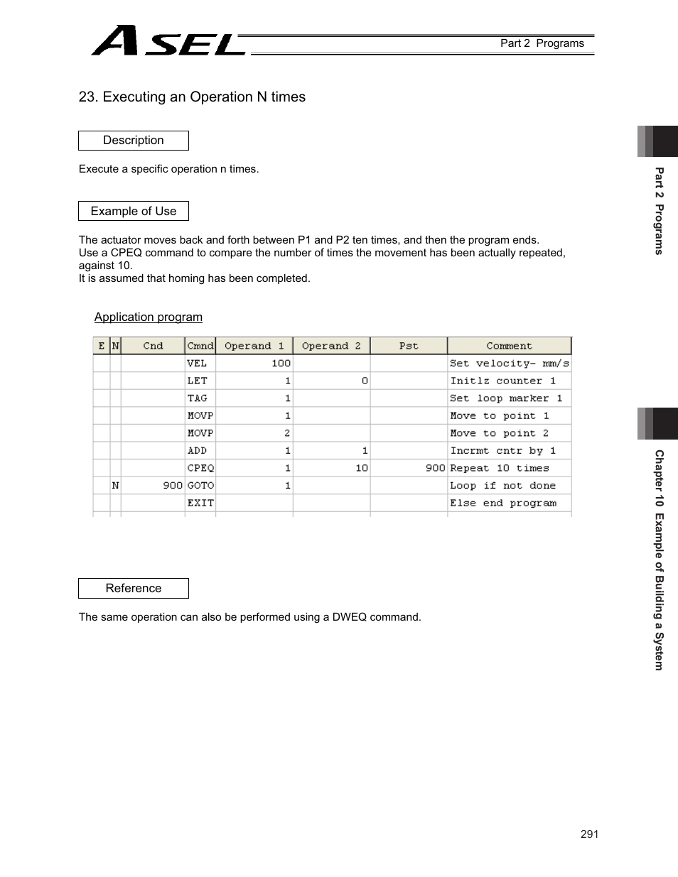 Executing an operation n times | IAI America ASEL User Manual | Page 313 / 468