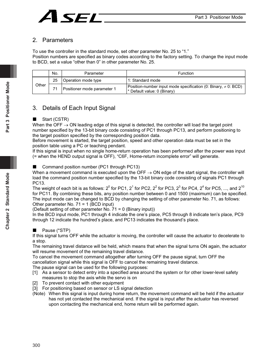 Parameters, Details of each input signal | IAI America ASEL User Manual | Page 322 / 468