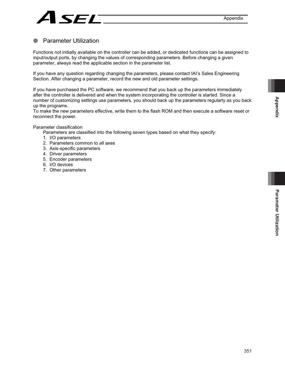 Parameter utilization | IAI America ASEL User Manual | Page 373 / 468