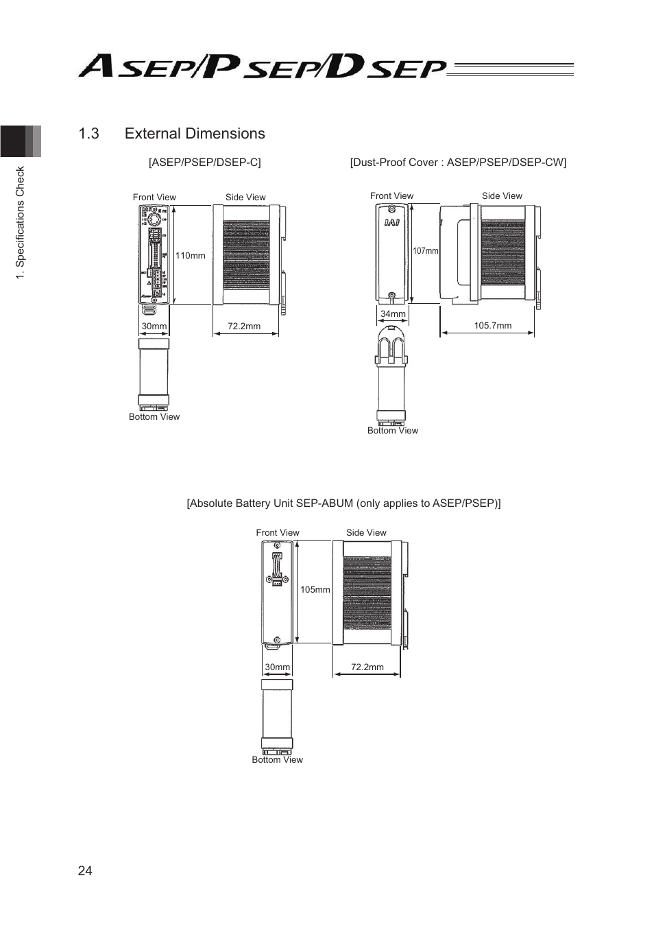 3 external dimensions | IAI America PSEP User Manual | Page 30 / 116