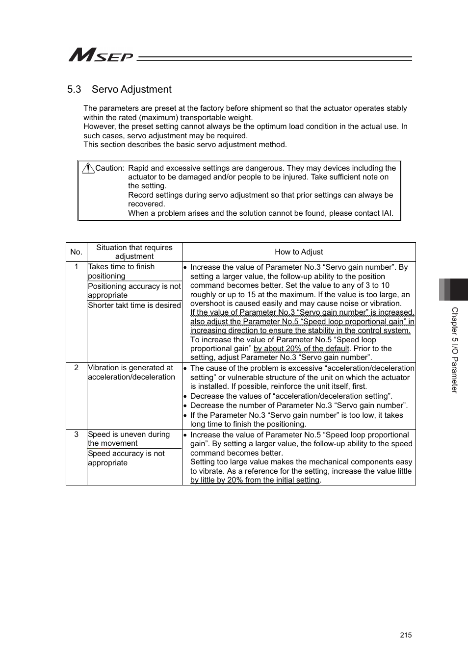 3 servo adjustment | IAI America MSEP User Manual | Page 223 / 296