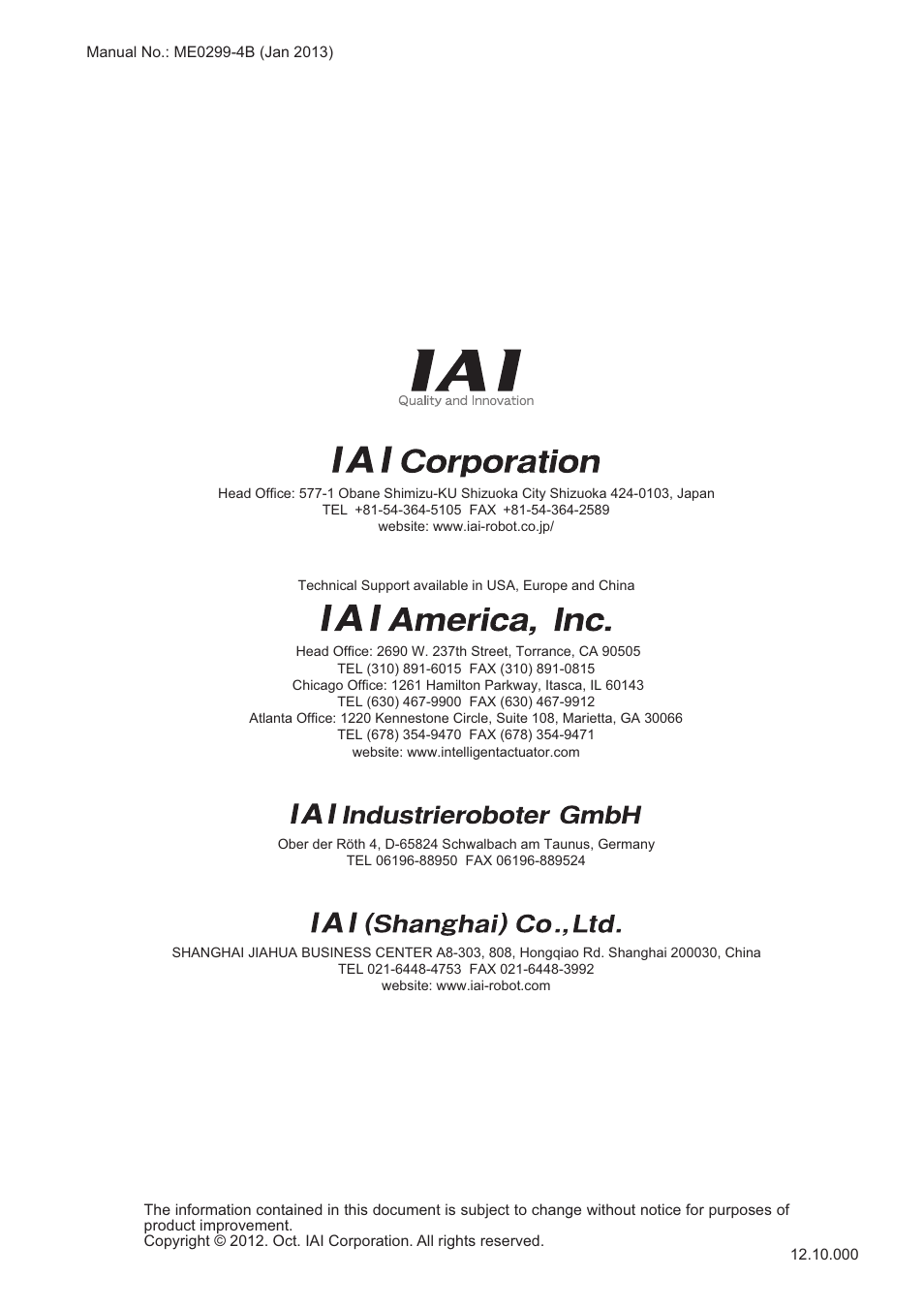 IAI America MSEP User Manual | Page 296 / 296