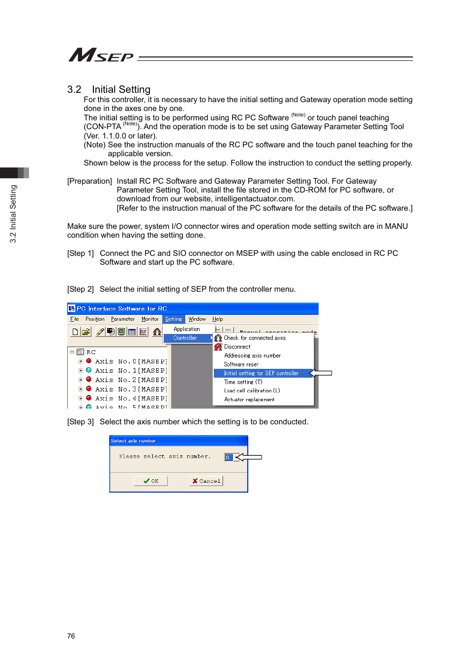 2 initial setting | IAI America MSEP User Manual | Page 84 / 296