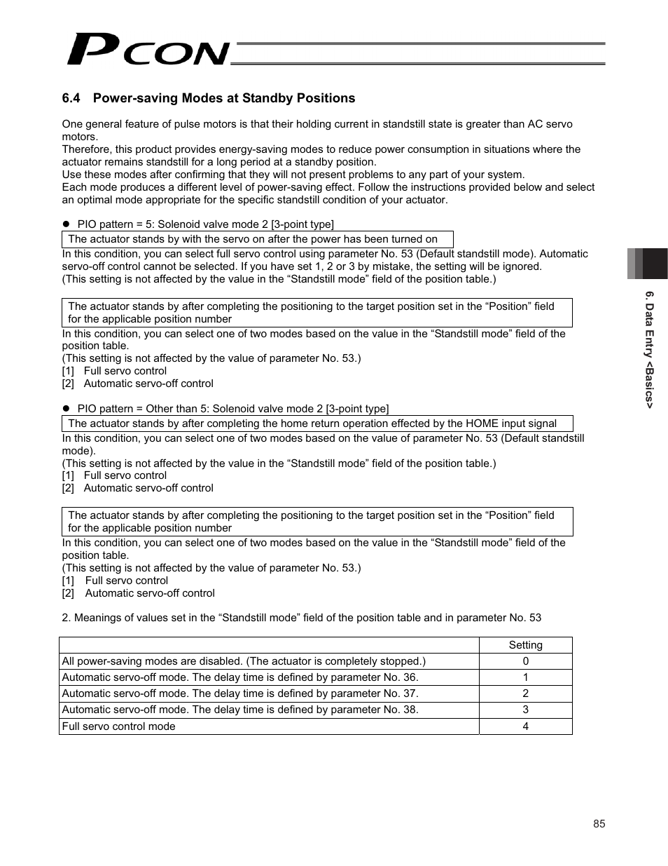 4 power-saving modes at standby positions | IAI America PCON-CF User Manual | Page 103 / 226