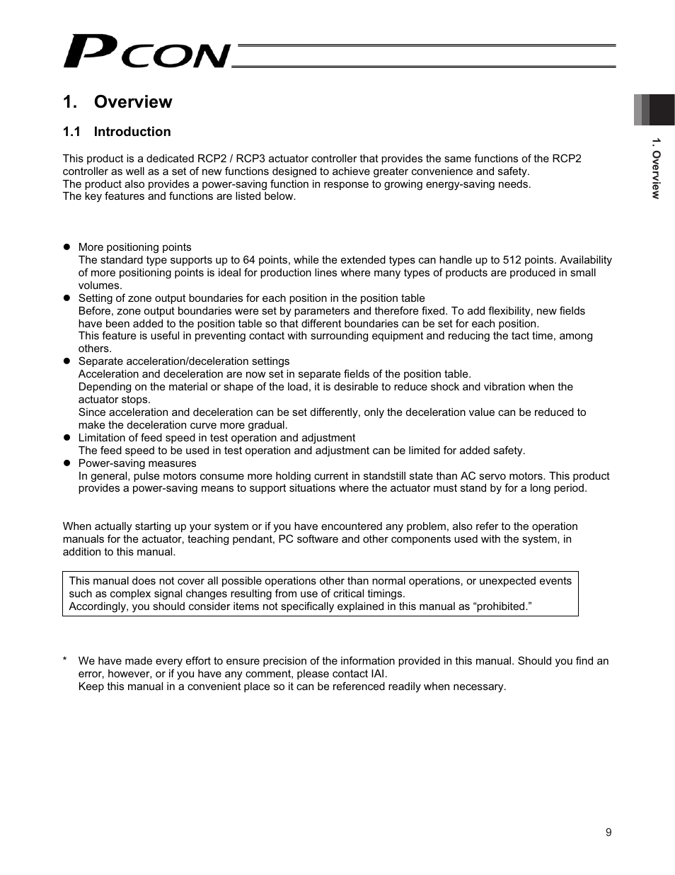 Overview, 1 introduction | IAI America PCON-CF User Manual | Page 27 / 226