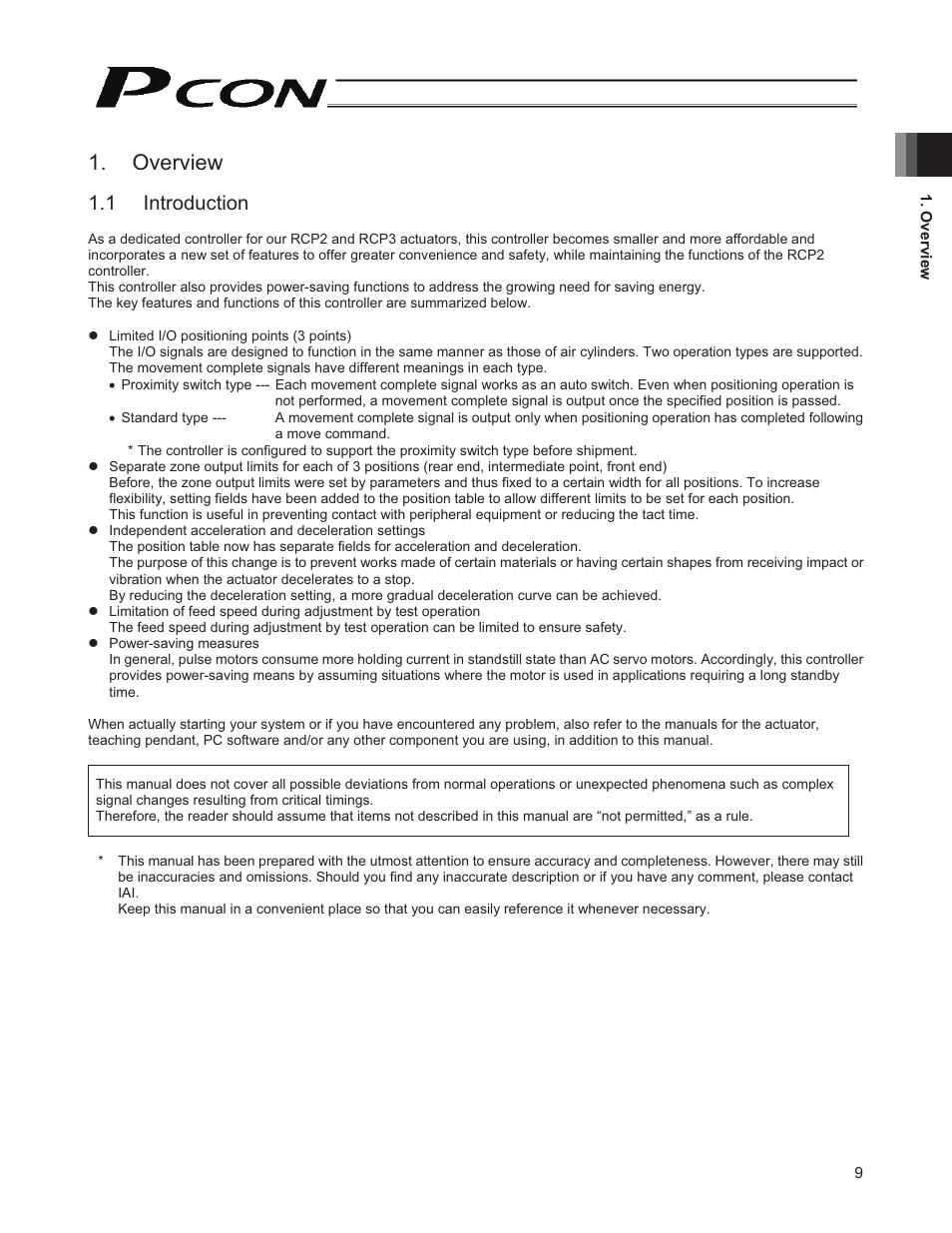 Overview, 1 introduction | IAI America PCON-CY User Manual | Page 19 / 152