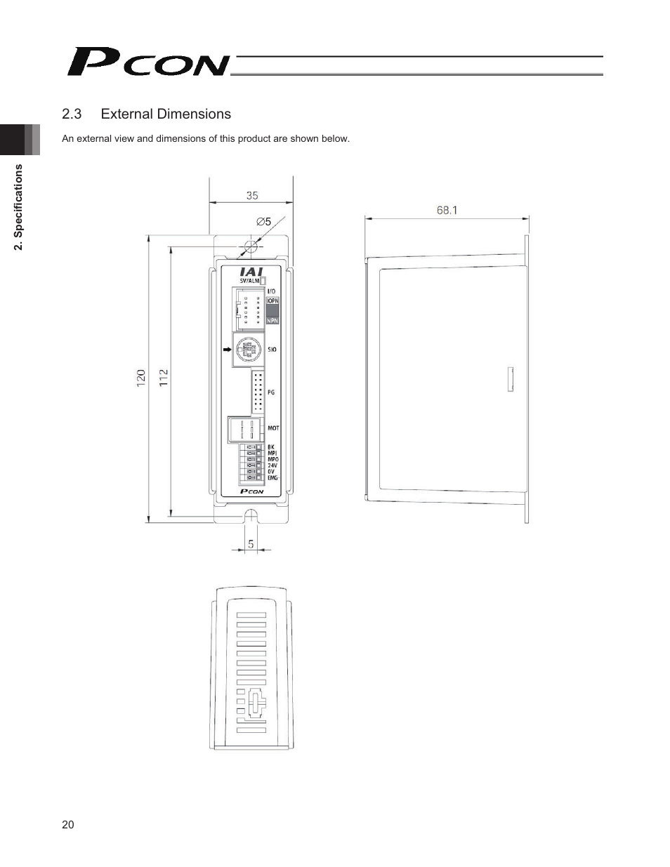 3 external dimensions | IAI America PCON-CY User Manual | Page 30 / 152
