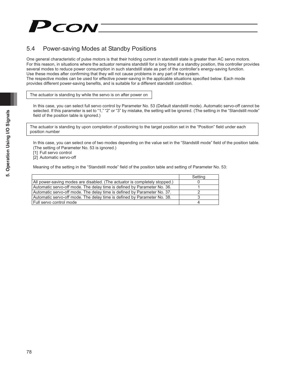 4 power-saving modes at standby positions | IAI America PCON-CY User Manual | Page 88 / 152