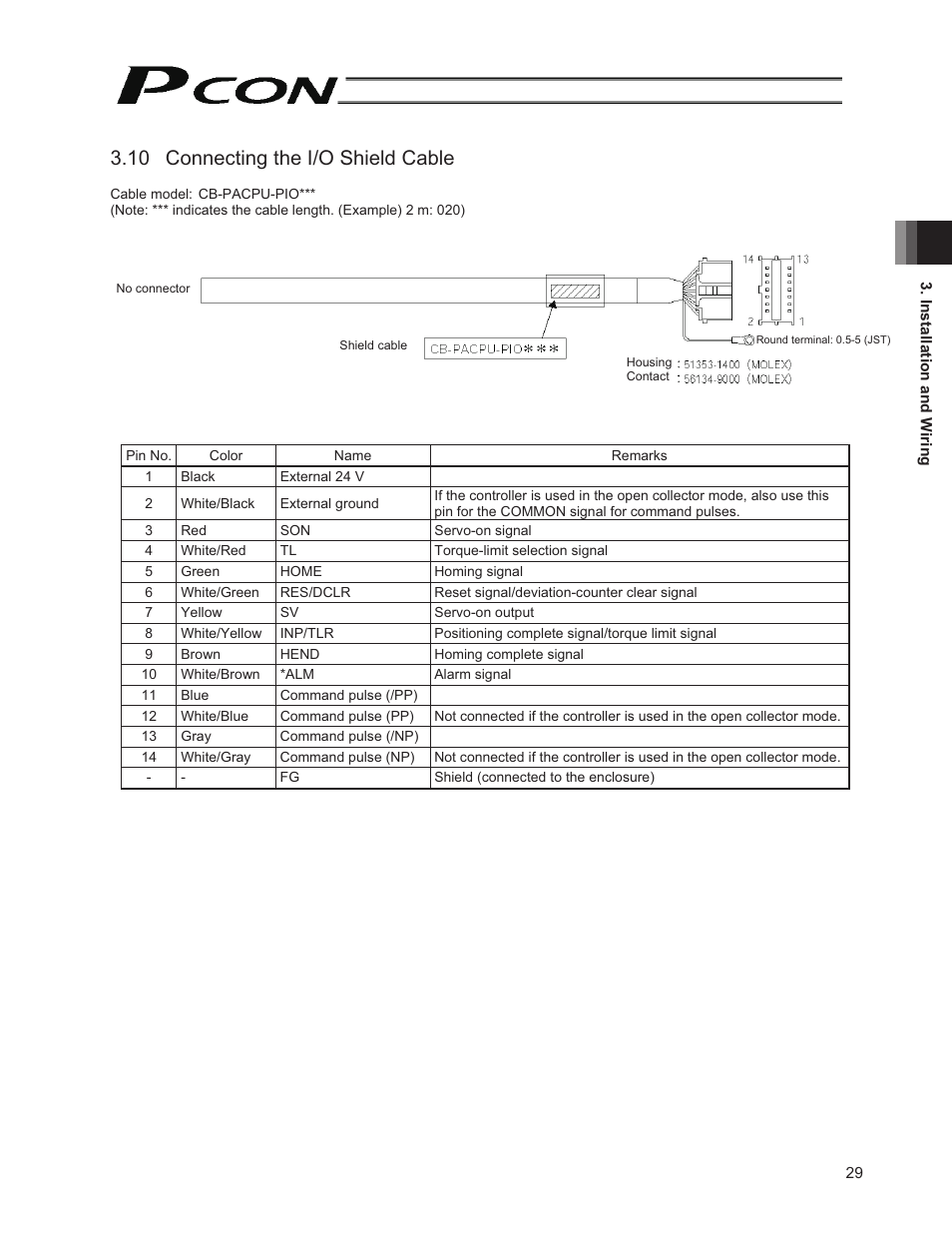 10 connecting the i/o shield cable | IAI America PCON-PO User Manual | Page 41 / 128