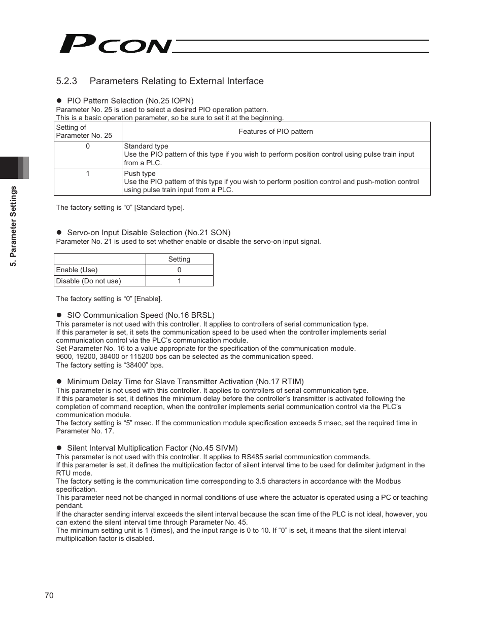 3 parameters relating to external interface | IAI America PCON-PO User Manual | Page 82 / 128