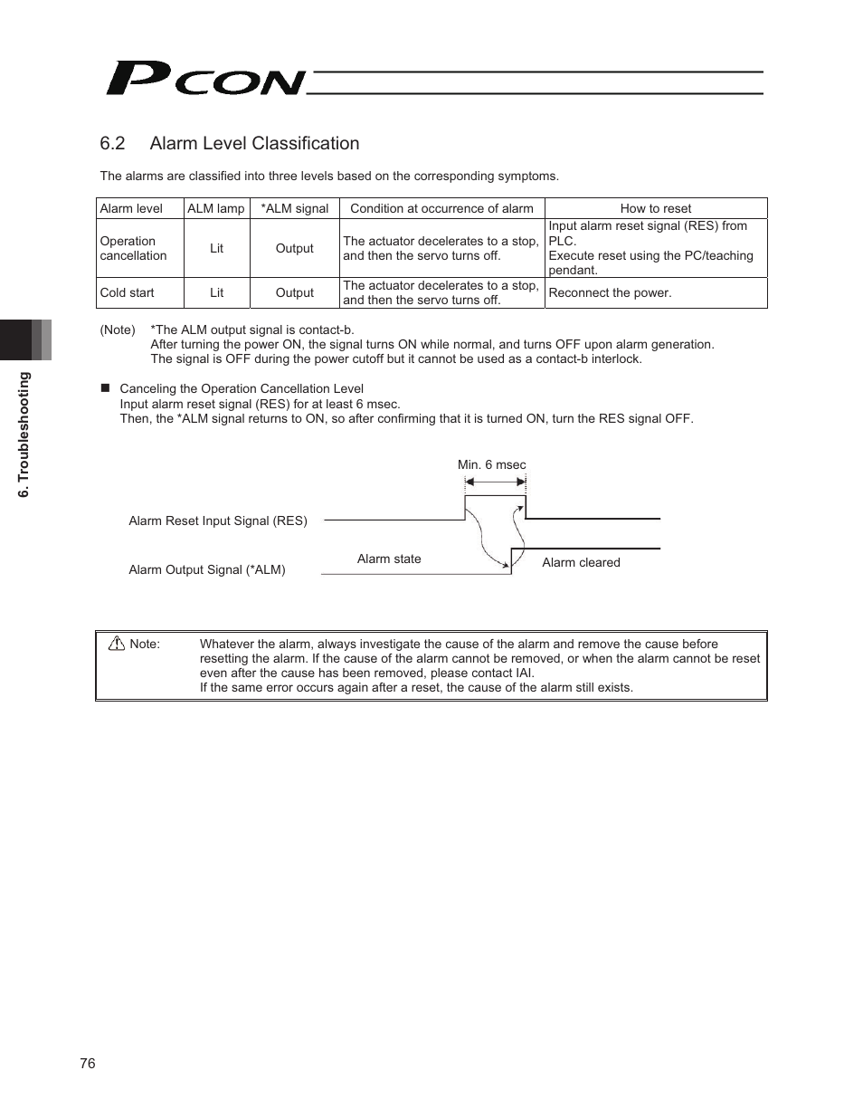 2 alarm level classification | IAI America PCON-PO User Manual | Page 88 / 128