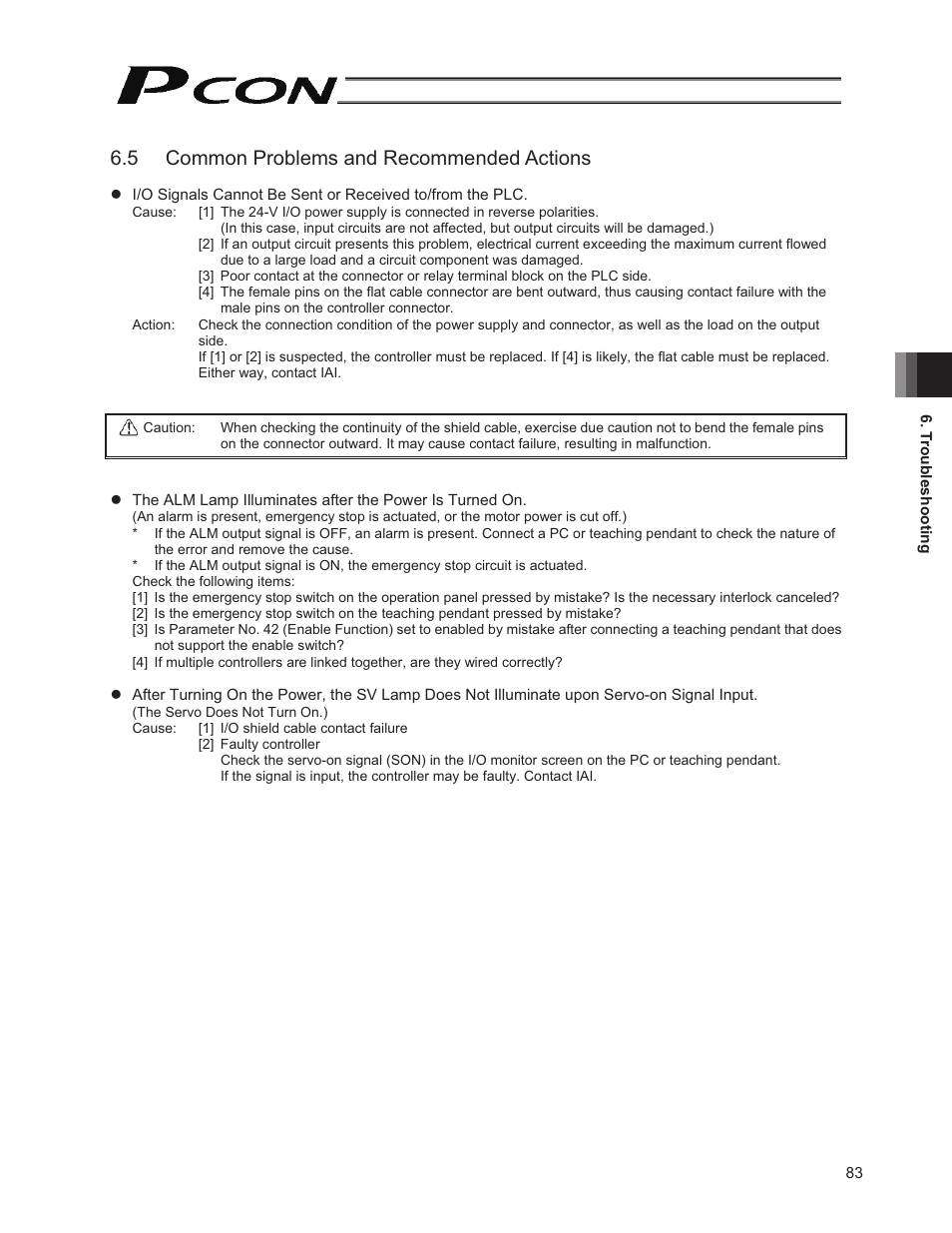 5 common problems and recommended actions | IAI America PCON-PO User Manual | Page 95 / 128