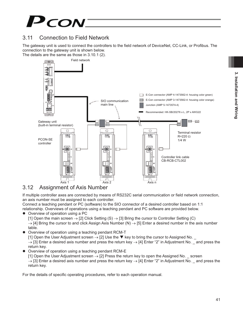 11 connection to field network, 12 assignment of axis number | IAI America PCON-SE User Manual | Page 53 / 160