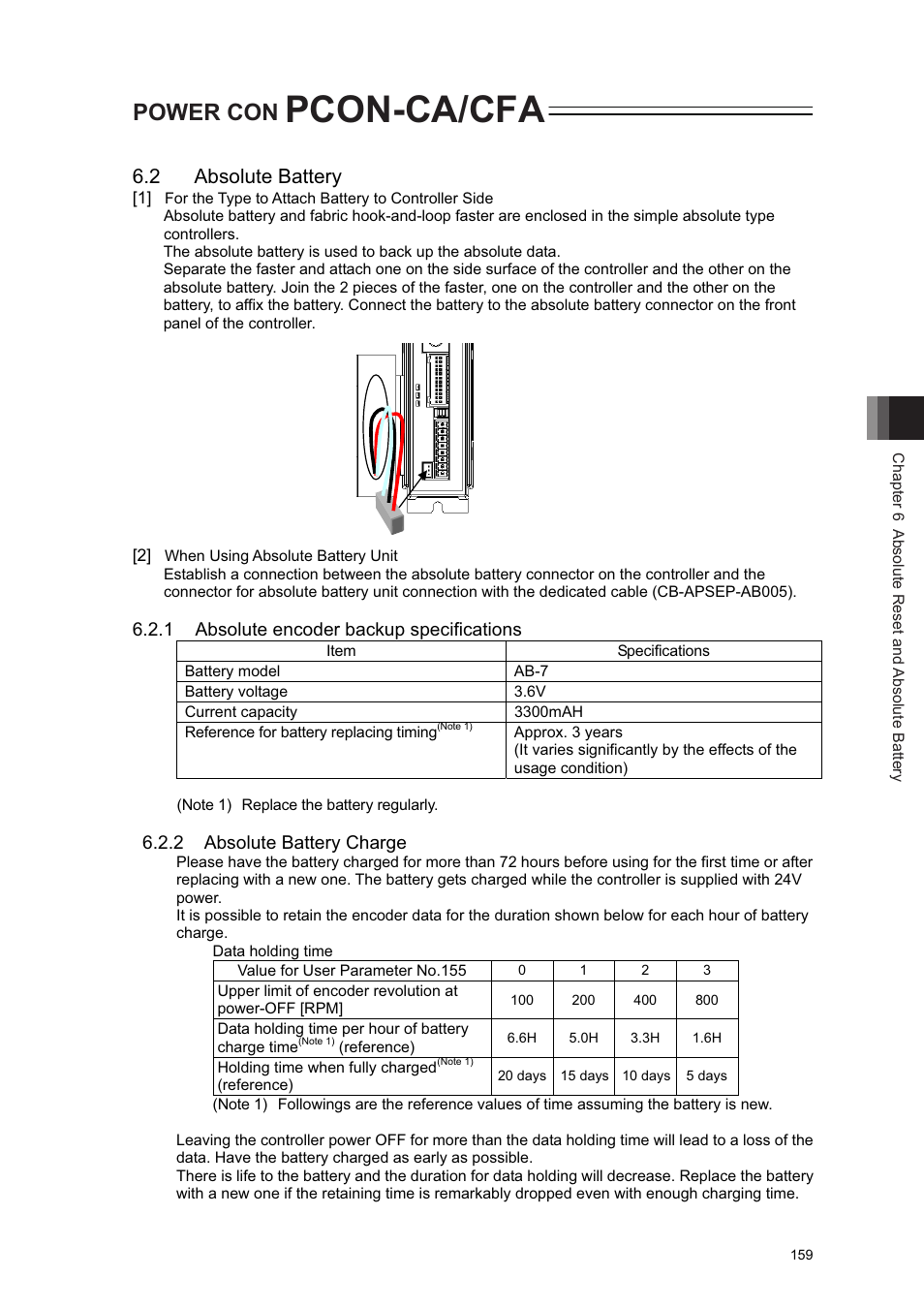 2 absolute battery, Pcon-ca/cfa, Power con | IAI America PCON-CA User Manual | Page 167 / 296