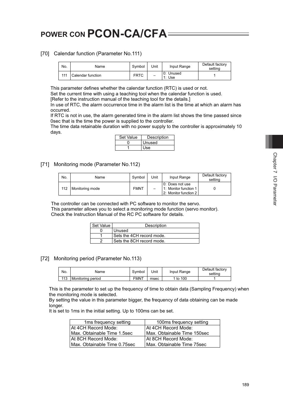 Pcon-ca/cfa, Power con | IAI America PCON-CA User Manual | Page 197 / 296