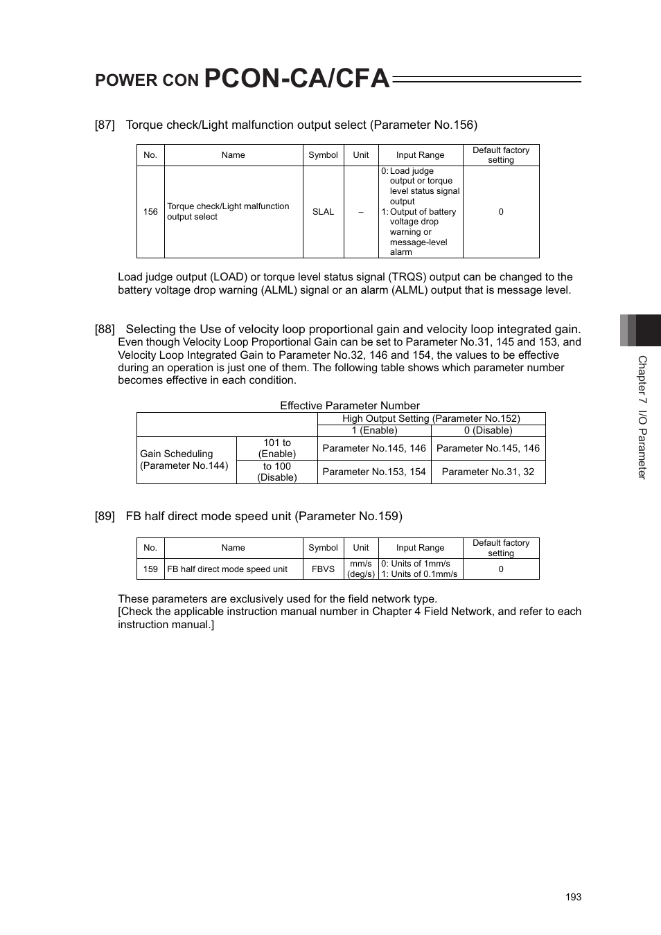 Pcon-ca/cfa, Power con | IAI America PCON-CA User Manual | Page 201 / 296