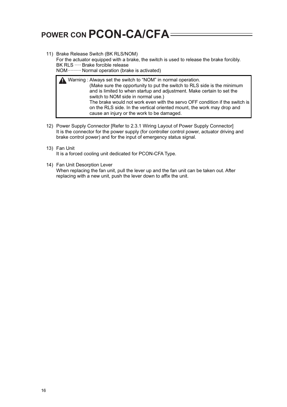 Pcon-ca/cfa, Power con | IAI America PCON-CA User Manual | Page 24 / 296