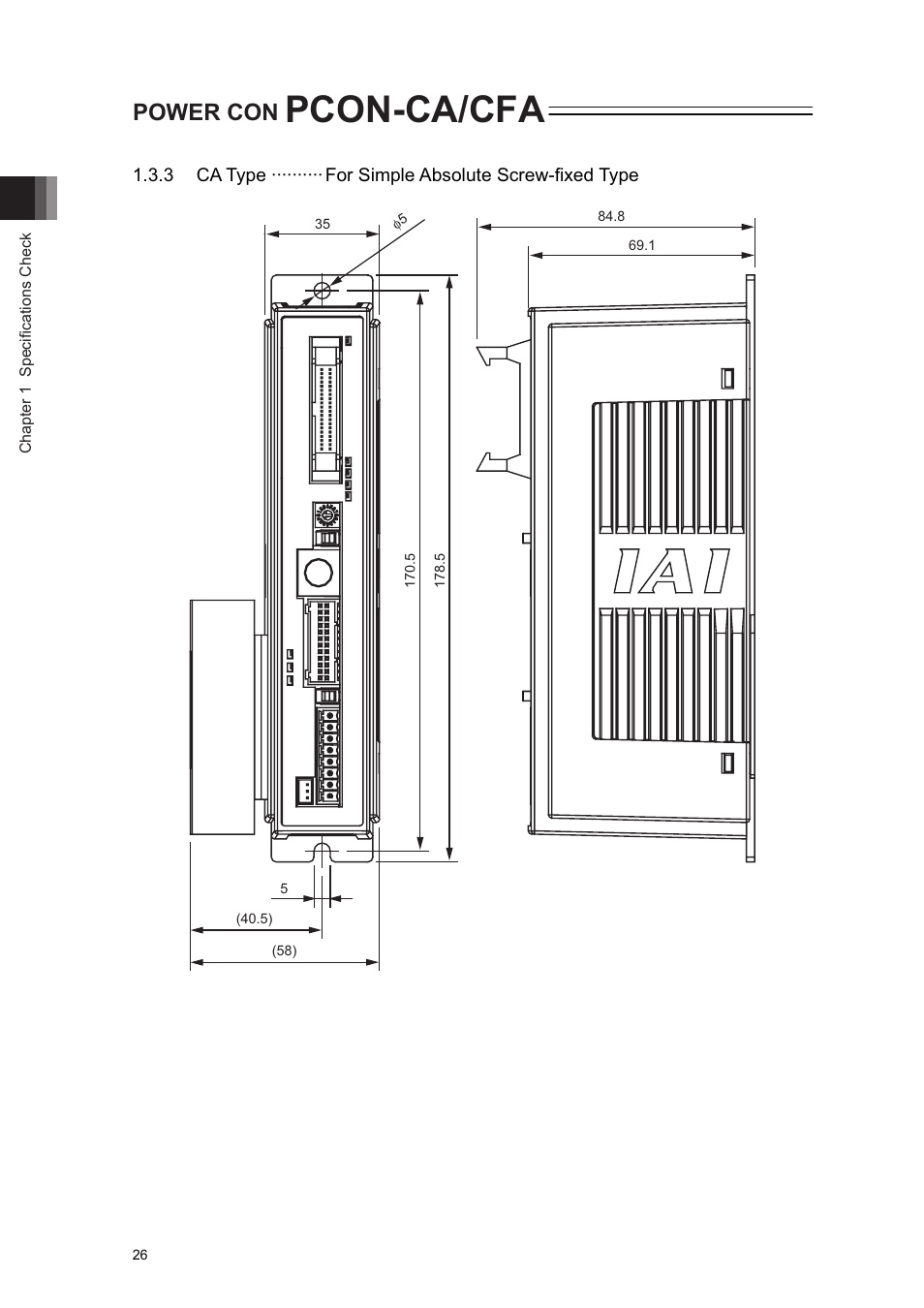 Pcon-ca/cfa, Power con | IAI America PCON-CA User Manual | Page 34 / 296