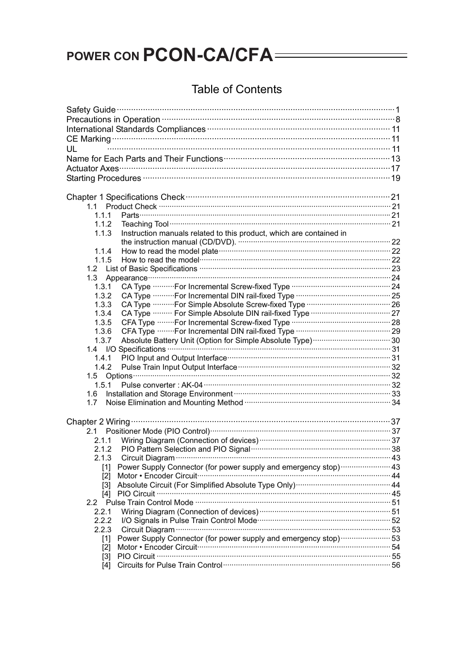 IAI America PCON-CA User Manual | Page 5 / 296