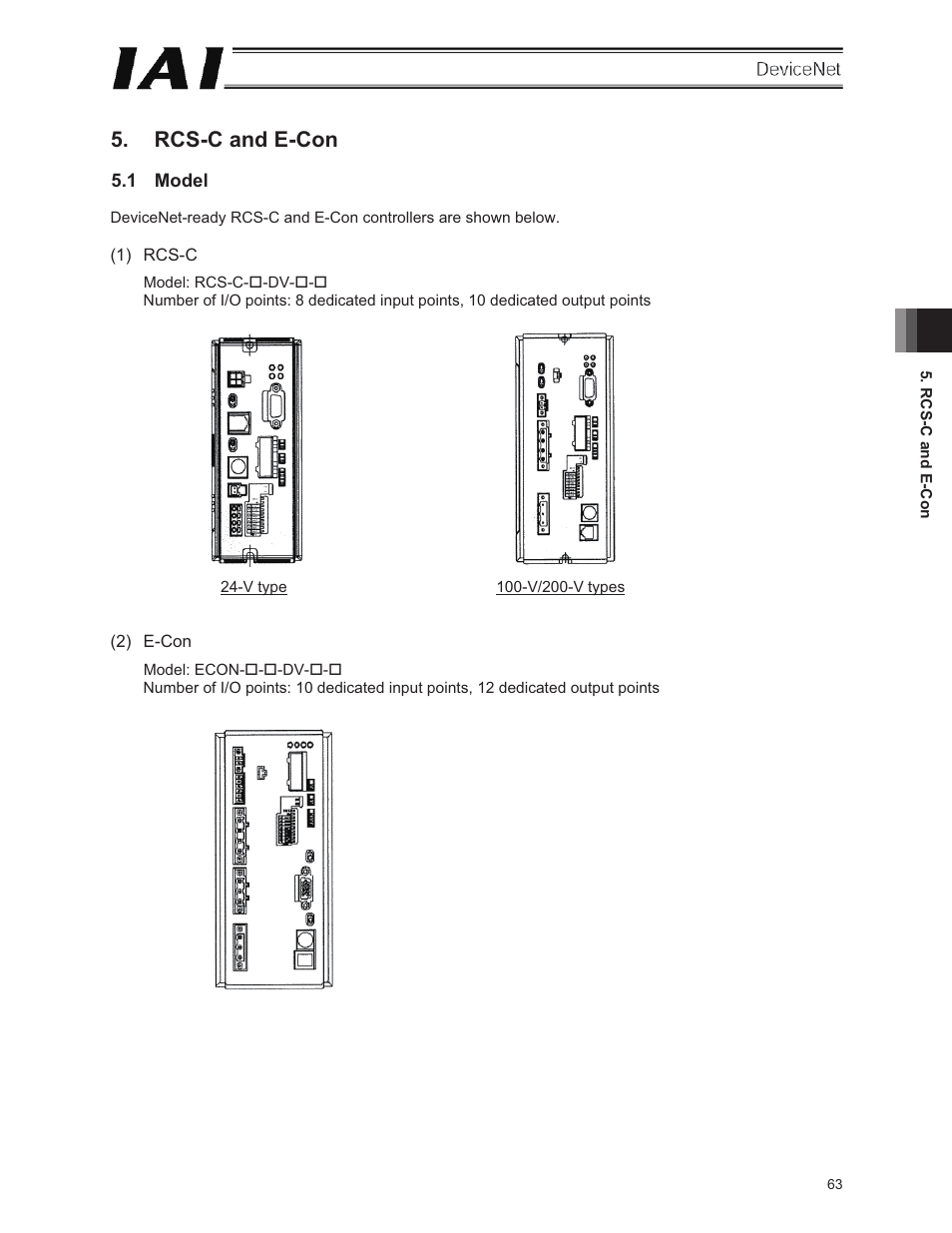 Rcs-c and e-con, 1 model | IAI America E-Con User Manual | Page 71 / 106