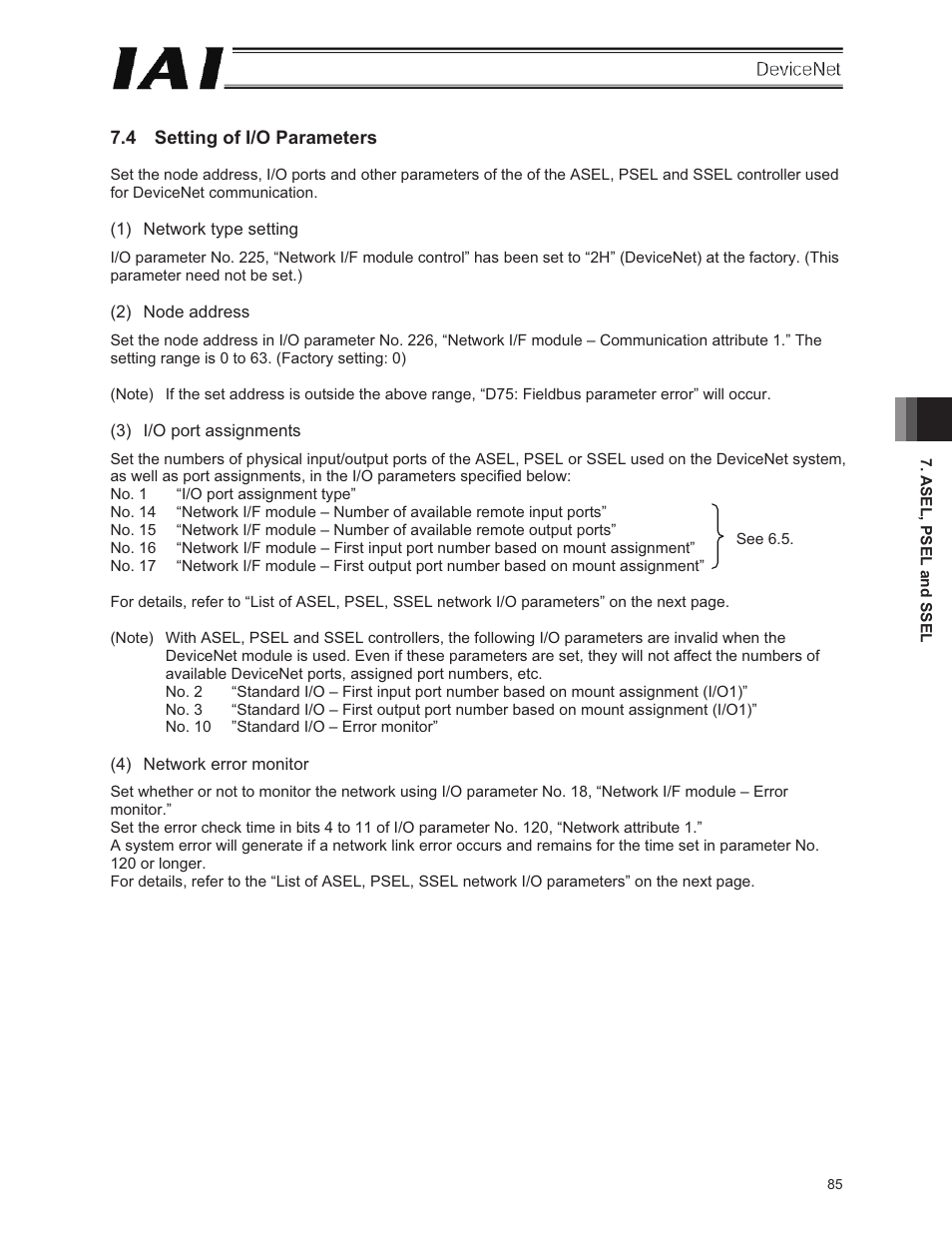 4 setting of i/o parameters | IAI America E-Con User Manual | Page 93 / 106