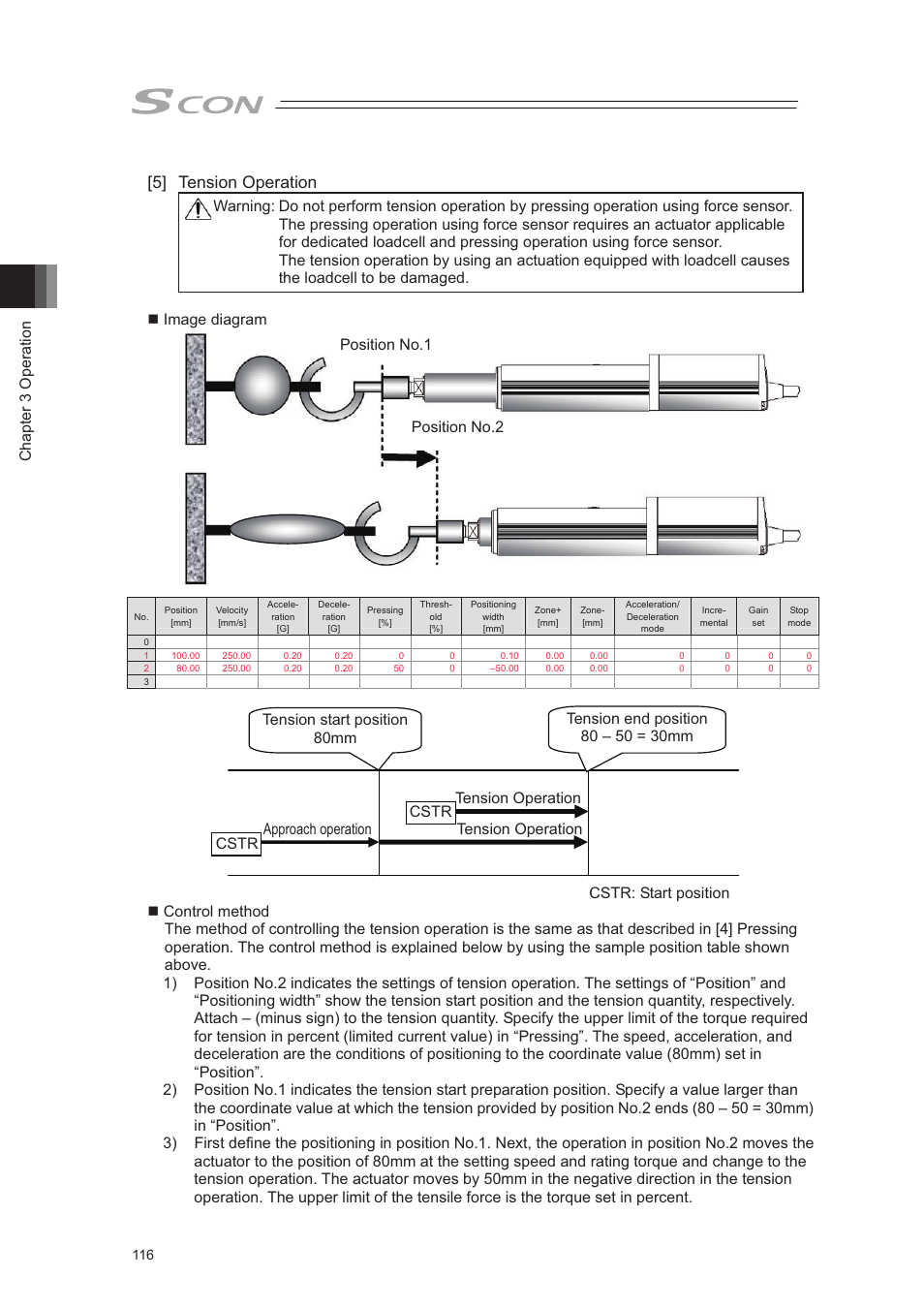 5] tension operation, Chapter 3 operation | IAI America SCON-CA User Manual | Page 126 / 354