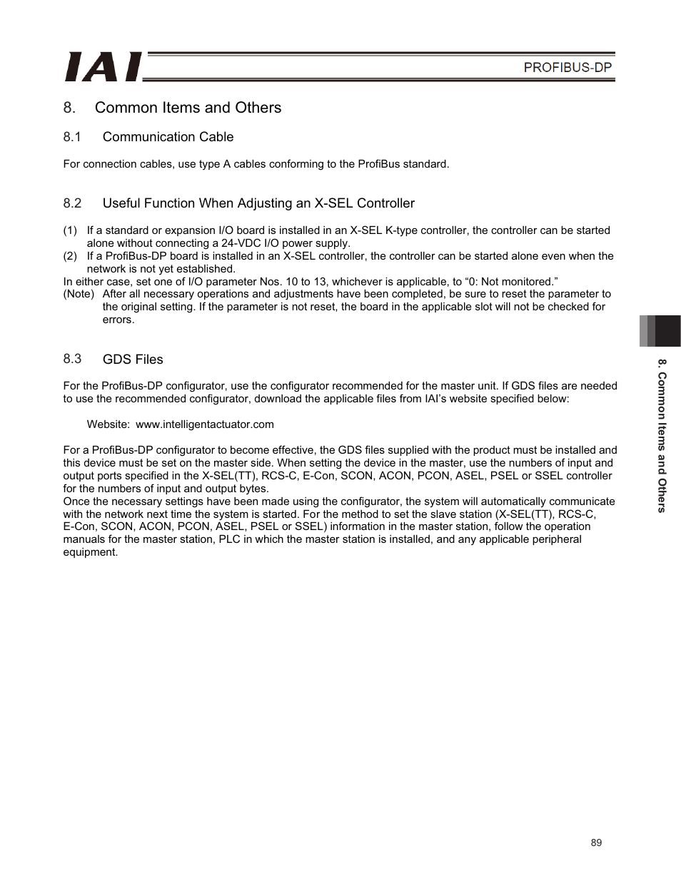 Common items and others, 1 communication cable, 3 gds files | IAI America E-Con User Manual | Page 97 / 102