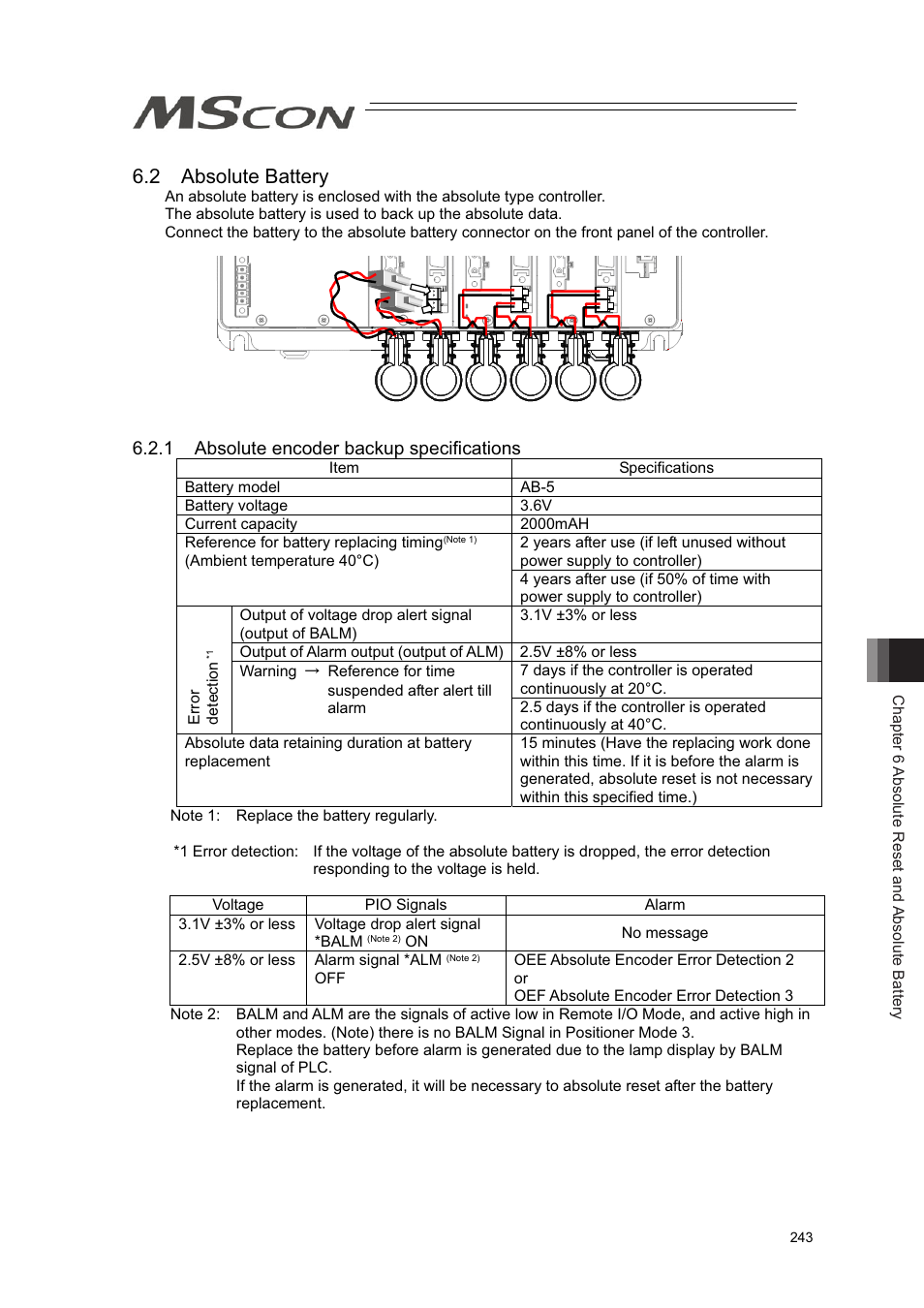 2 absolute battery | IAI America MSCON User Manual | Page 251 / 360