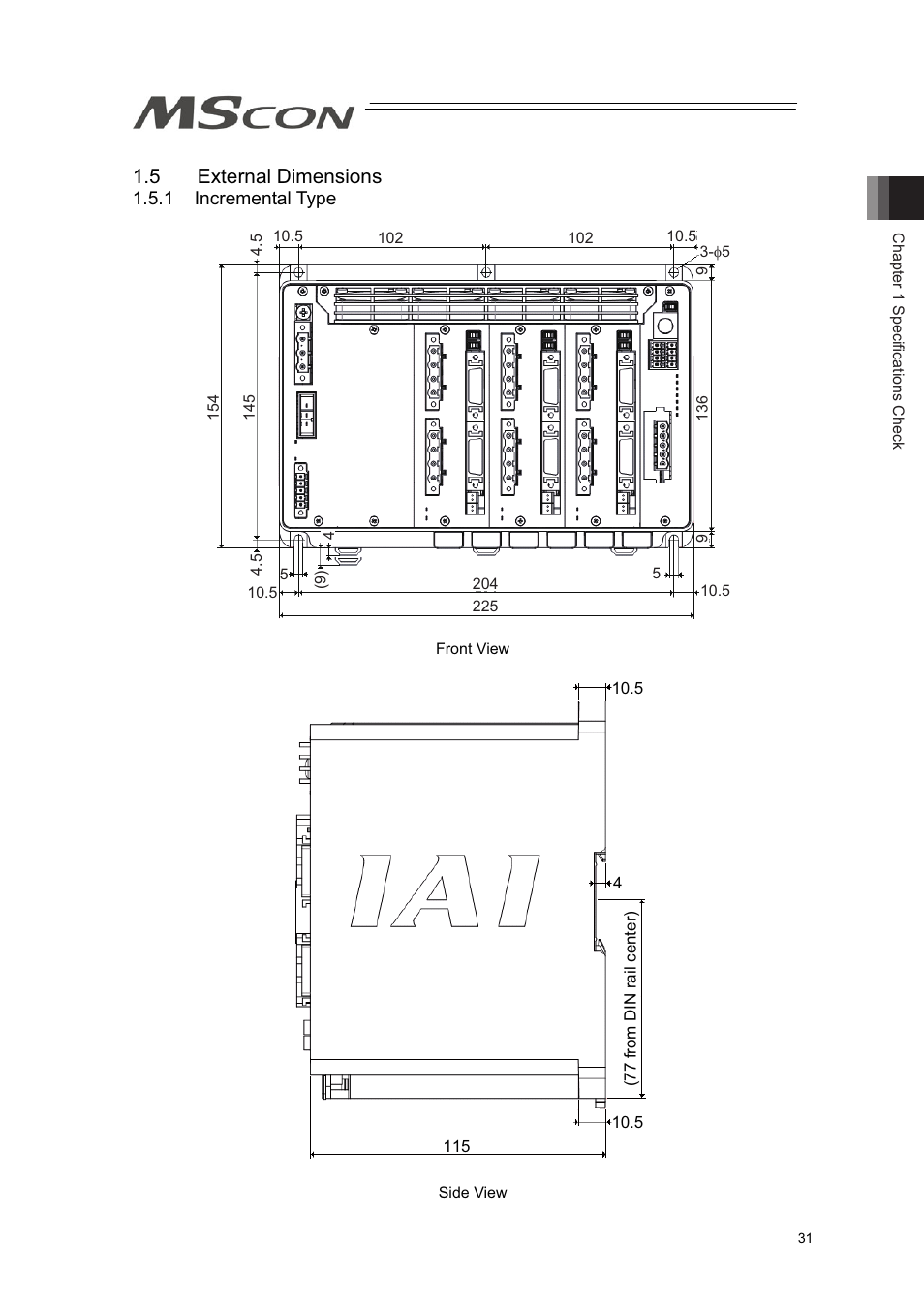 5 external dimensions | IAI America MSCON User Manual | Page 39 / 360