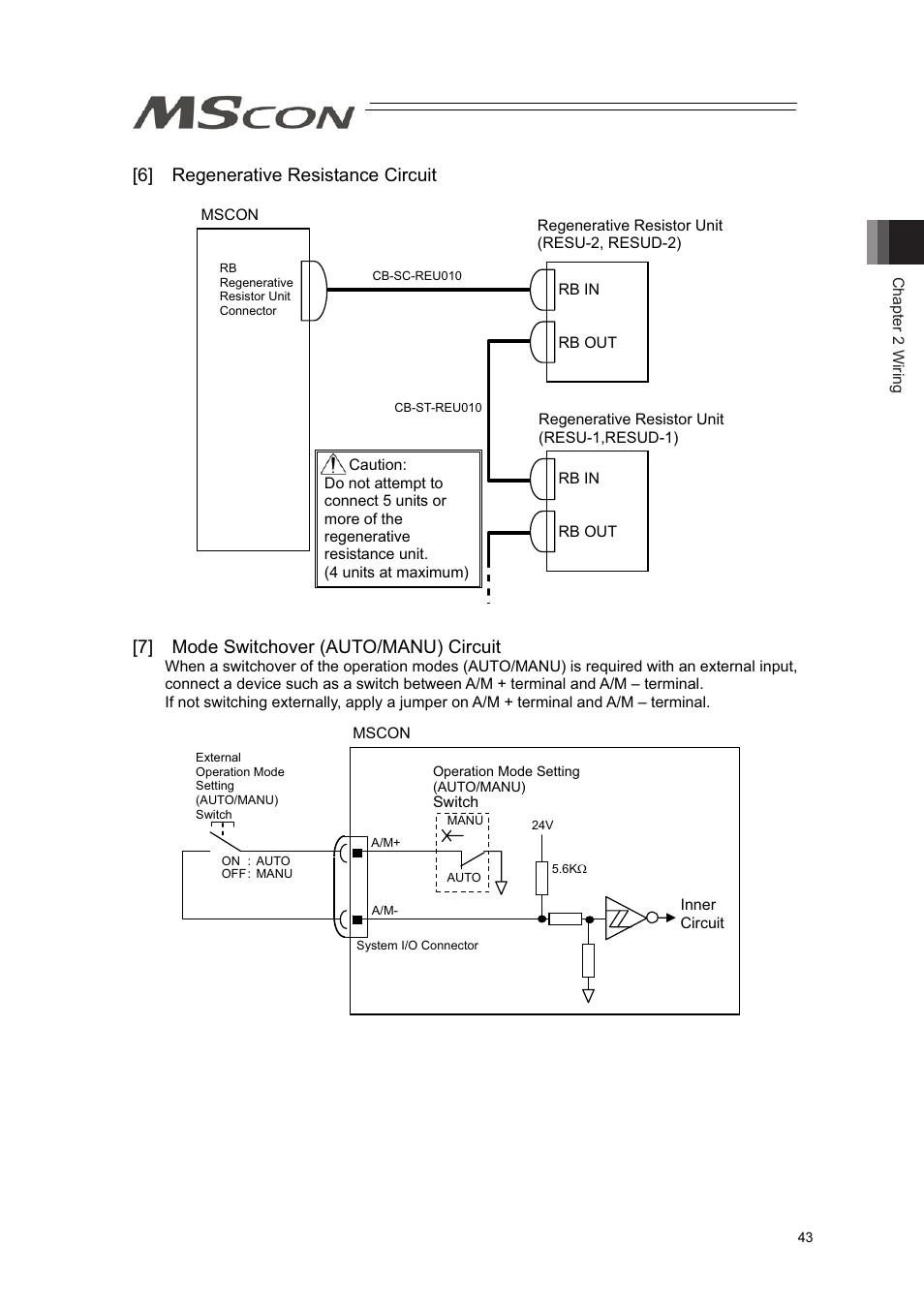 6] regenerative resistance circuit, 7] mode switchover (auto/manu) circuit | IAI America MSCON User Manual | Page 51 / 360