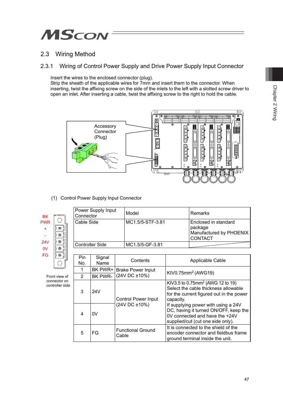 3 wiring method | IAI America MSCON User Manual | Page 55 / 360